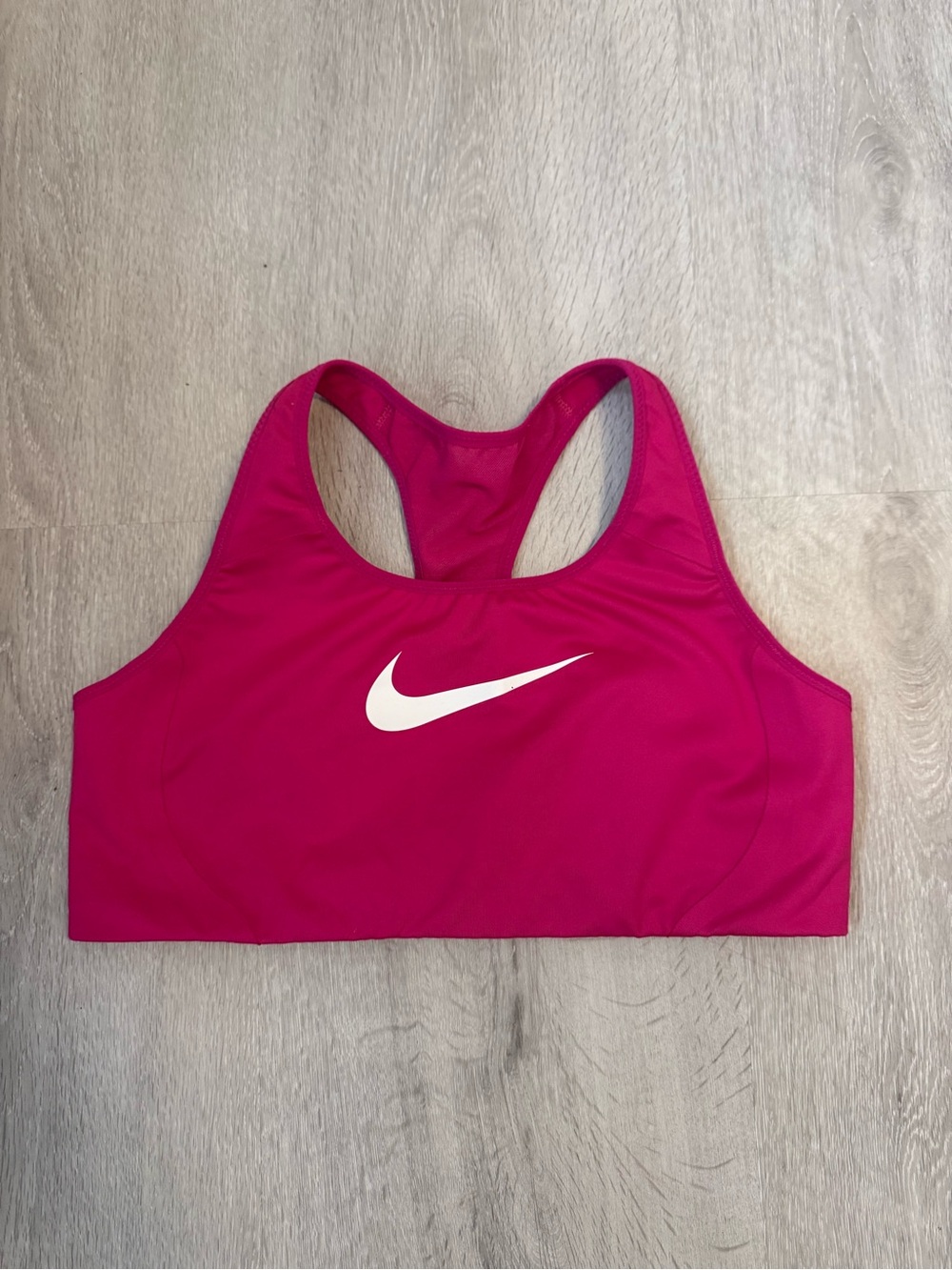 Nike Women's Hot Pink Racerback Sports Bra with White Swoosh